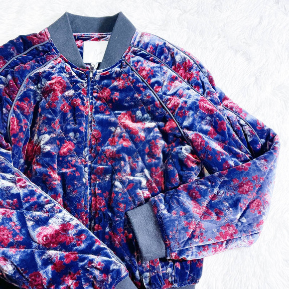 Joie Mace Quilted Flower Bomber Jacket Black Trim SZ Small - Picture 7 of 10